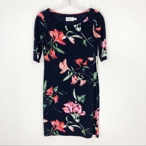 Eliza J Floral Navy Shift Dress Round Neck NWT